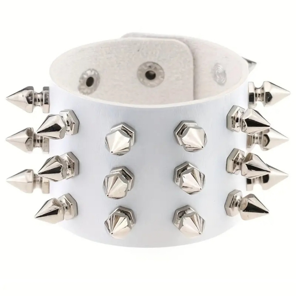 Triple Row Spiked Bracelet With Equal Length Spikes